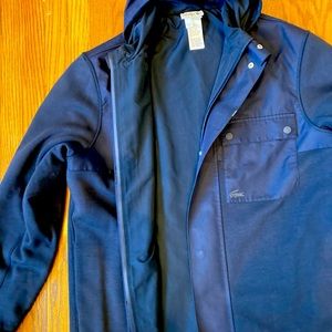 Lacoste Reversible French blue hooded jacket, medium size like new.